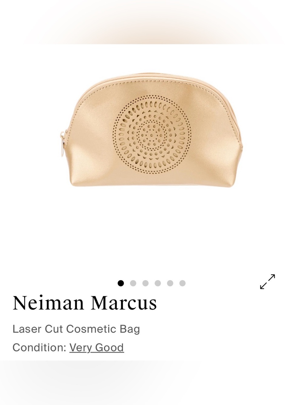 Neiman Marcus Metallic Gold Laser-Cut Cosmetic Pouch